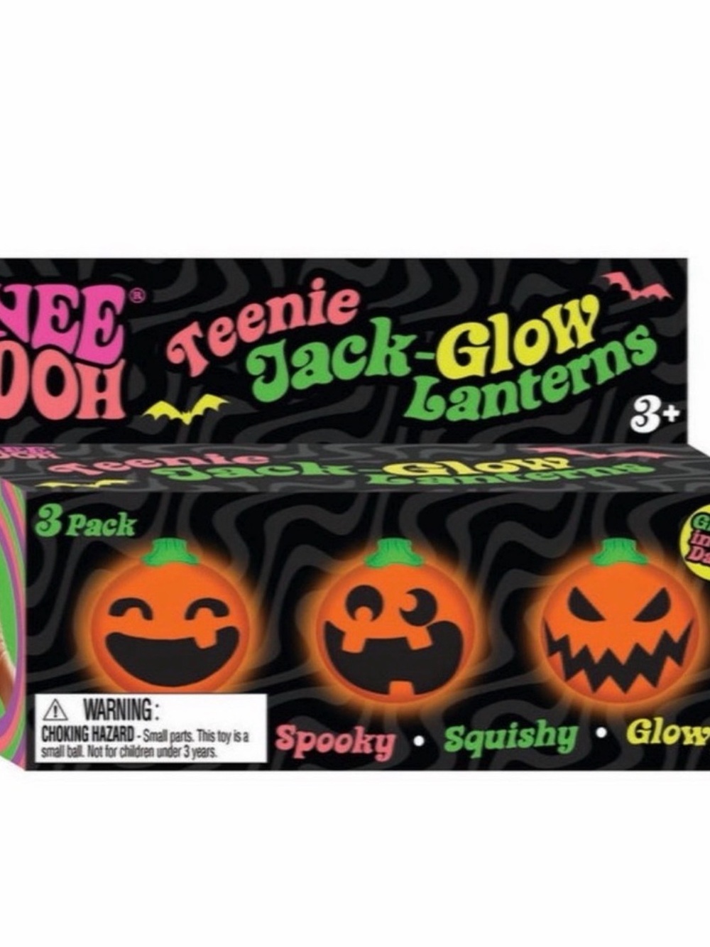 NeeDoh Teenie Jack-Glow Lanterns 3 Pack NEW Sealed Authentic 🎃 Halloween Nee Doh